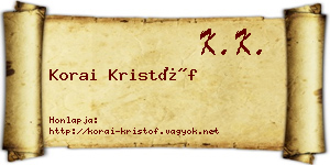 Korai Kristóf névjegykártya